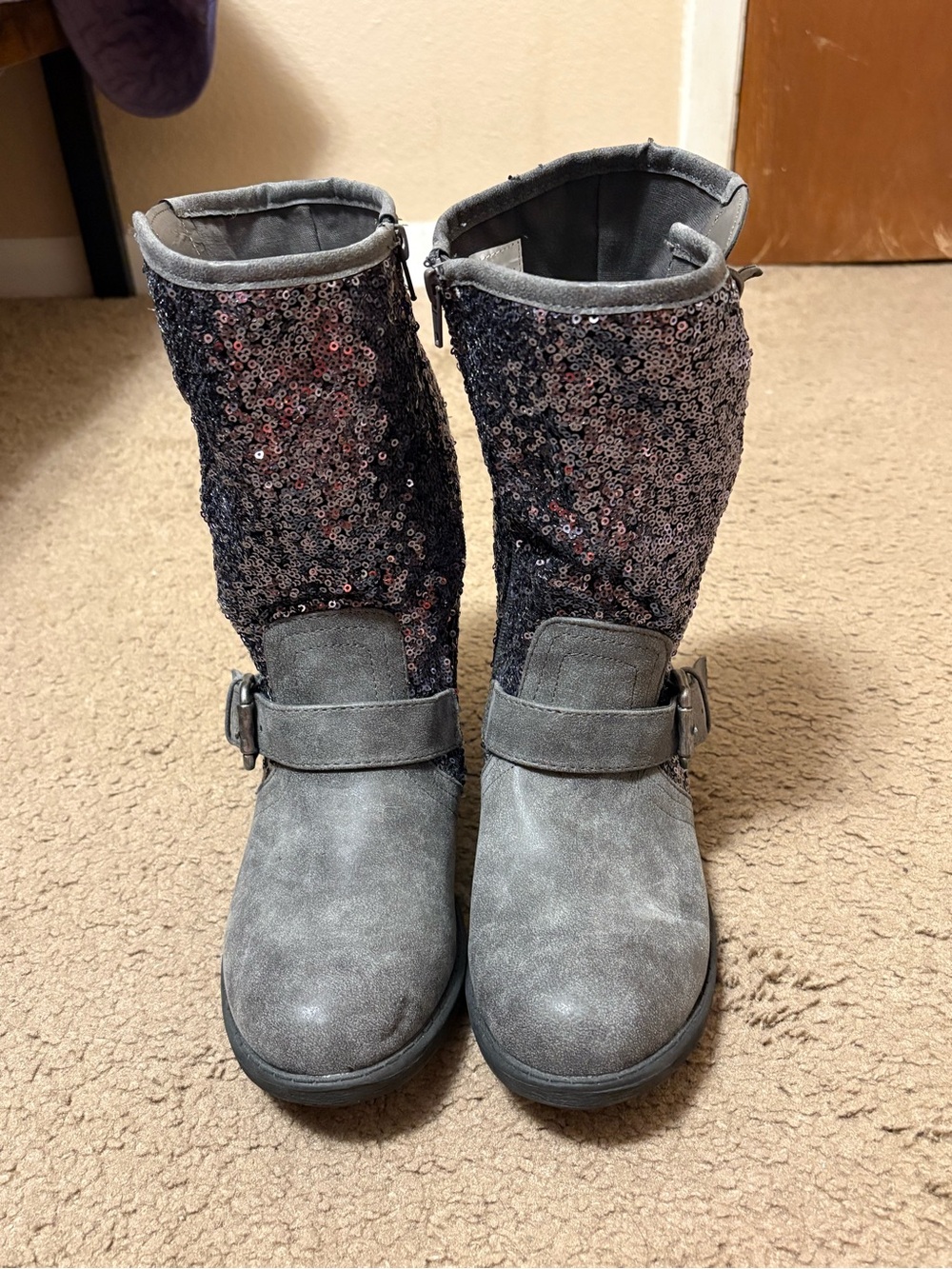 Unionbay Gray Sequin Mid-Calf Boots | Women’s 8.5M